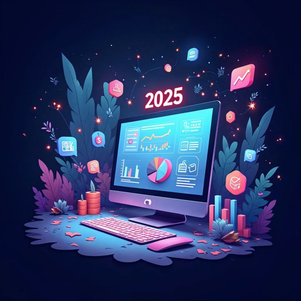 Un ordenador representando el año nuevo 2025 y nuevas oportunidades.