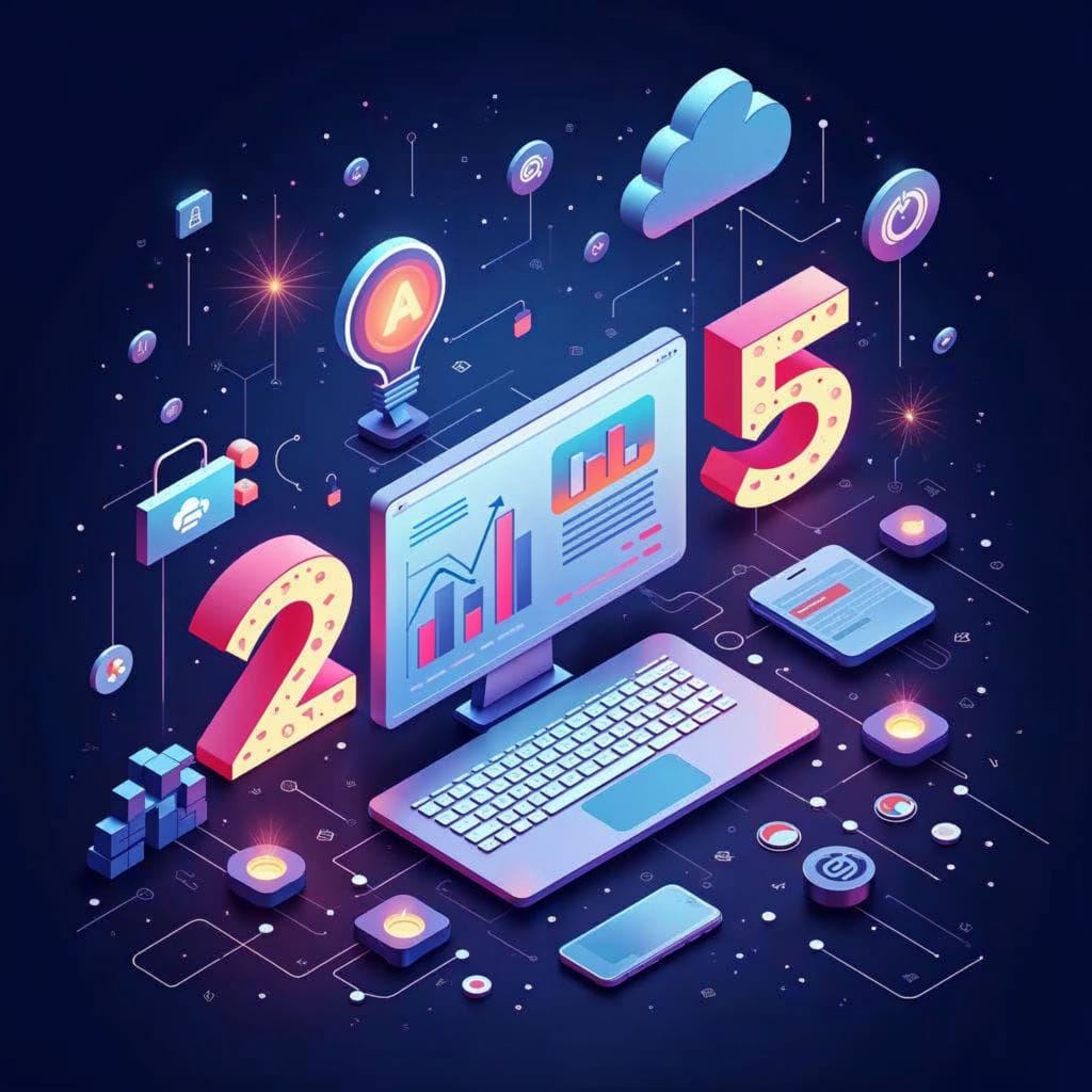 Un ordenador representando el año nuevo 2025 y nuevas oportunidades.